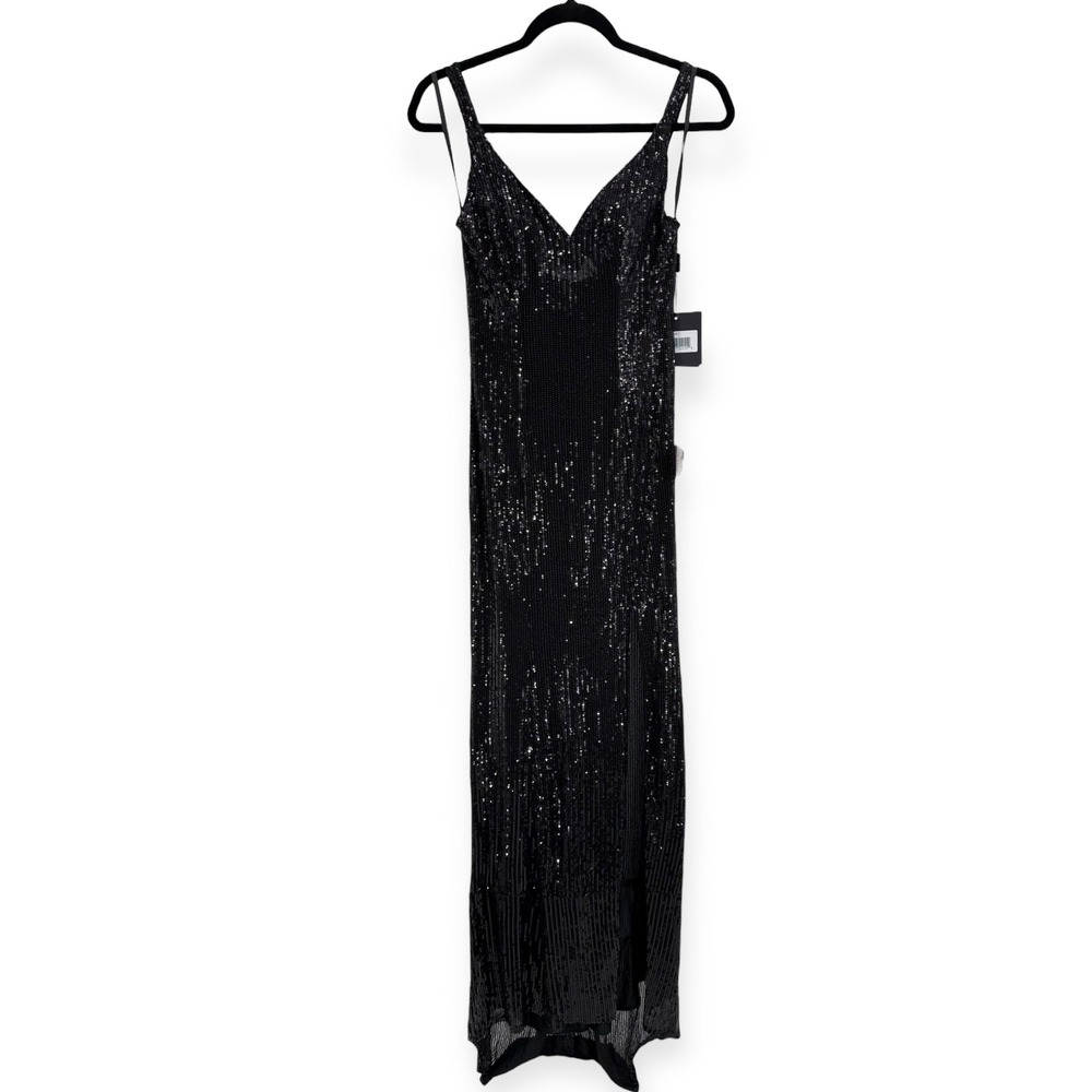 NWT Mac Duggal Black Fully Sequined Scoop Back Gown - Size 0 - Picture 4 of 12